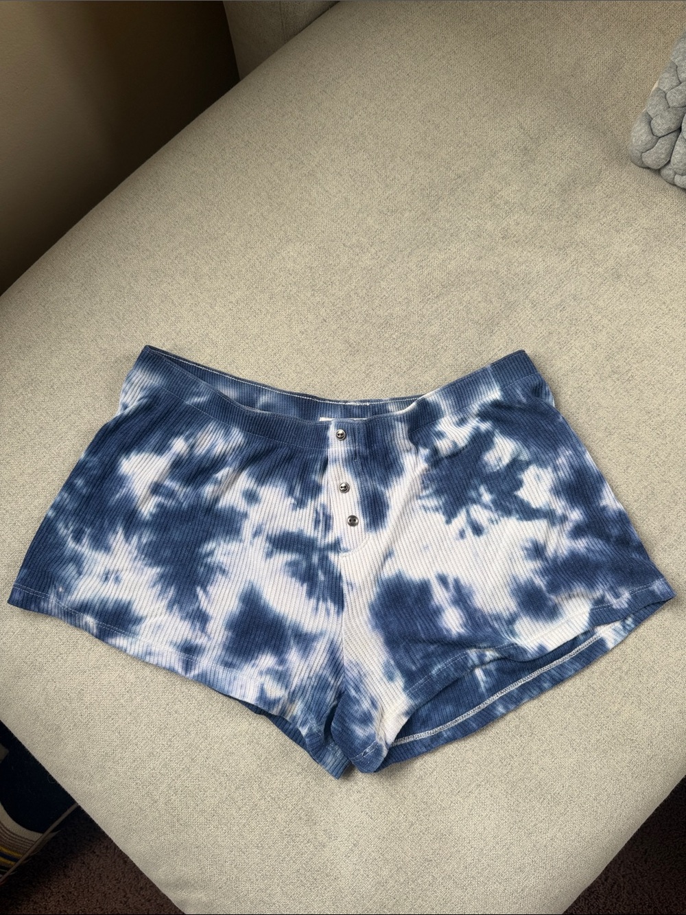 PJ Salvage Navy & White Tie-Dye Ribbed Athletic Shorts
